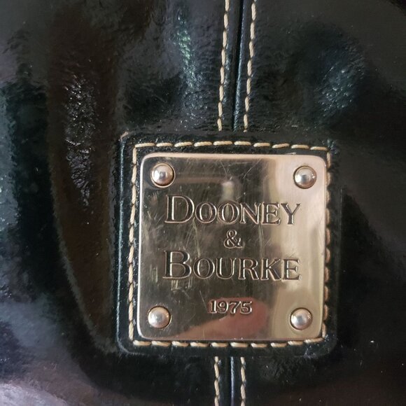 Dooney and Bourke Chiara Black Patent Leather Tote Pink Lining Large Handbag - Picture 2 of 16